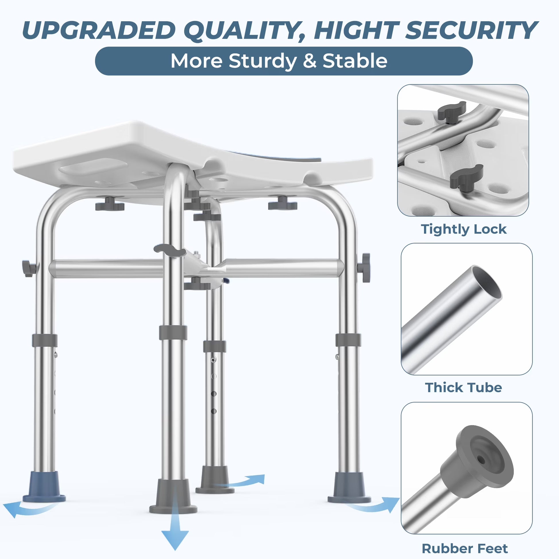 Shower Chair for Elderly, 500Lb Adjustable Height Bath Seat with Tool-Free Assembly, Anti-Slip FSA/HSA Eligible Shower Stool for Smaller Bathtub & Bathroom, Ideal for Seniors and Disabled Adult