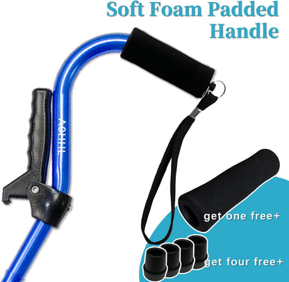 Quad Walking Cane Foldable Adjustable Portable Stick Men & Women and Seniors - Lightweight & Sturdy with 4-Pronged Base for Extra Stability Balance,Self Standing Gifts for Mom Dad