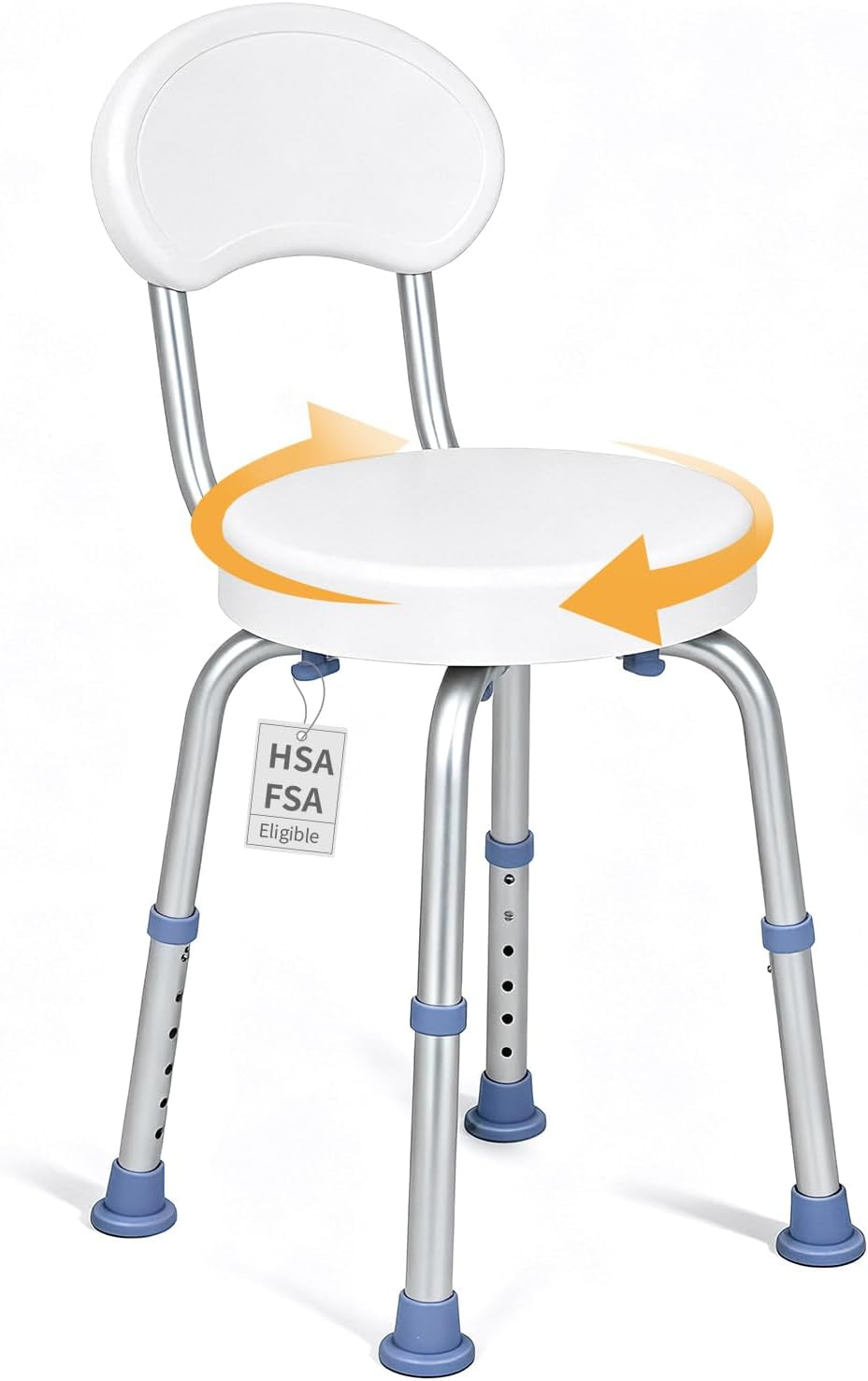 HSA/FSA Swivel Shower Chair for inside Shower, Upgraded Small Shower Chair with Back, Adjustable Shower Stool for inside Shower, Shower Chair for inside Tub Bath Stool for Senior/Pregnant