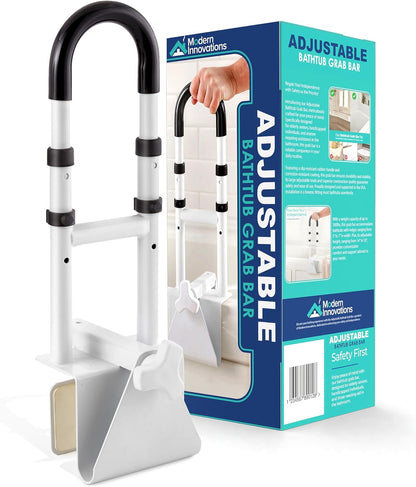 Adjustable Bathtub Grab Bar, Safety Bath & Shower Grab Bars for Elderly Seniors, Handicap Grab Bars (300Lb Weight Limit), Bathroom Grab Bars for Seniors with Adjustable Handles
