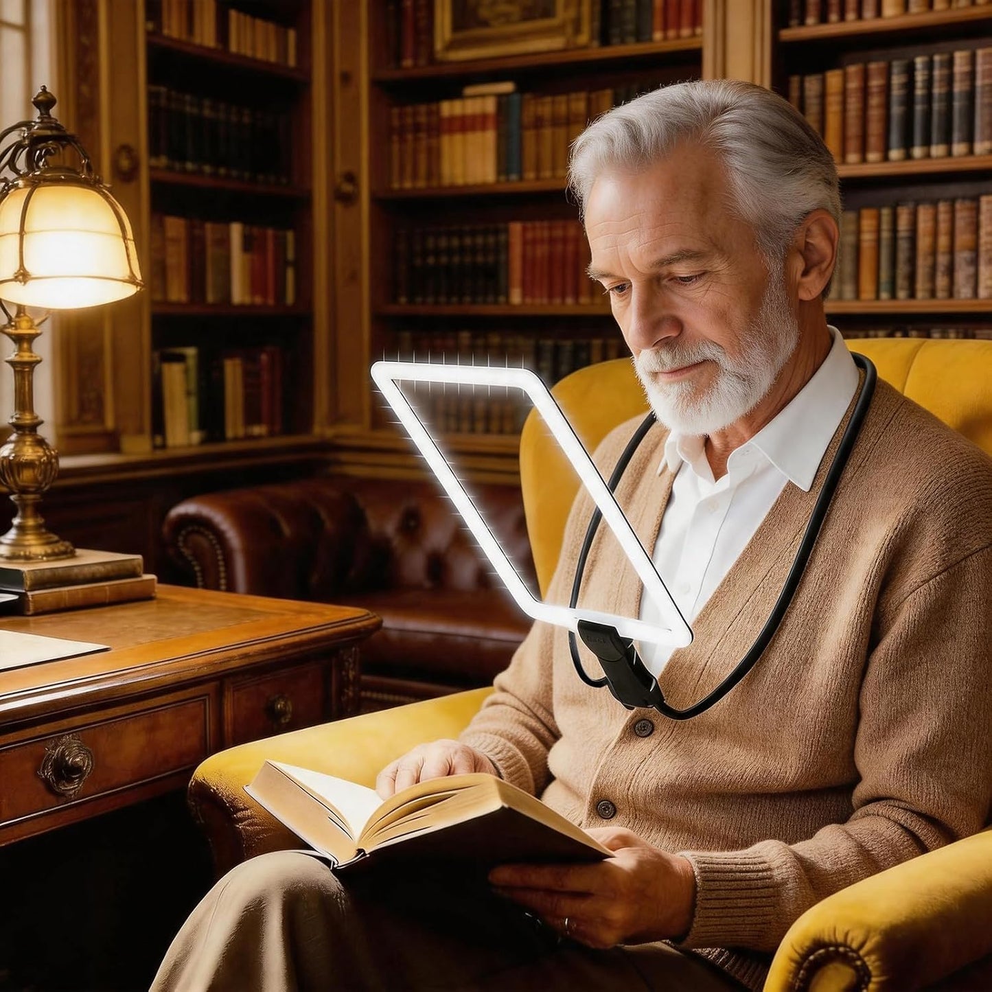 Hands-Free Neck Magnifier with LED Light, 10X, for Reading & Crafts