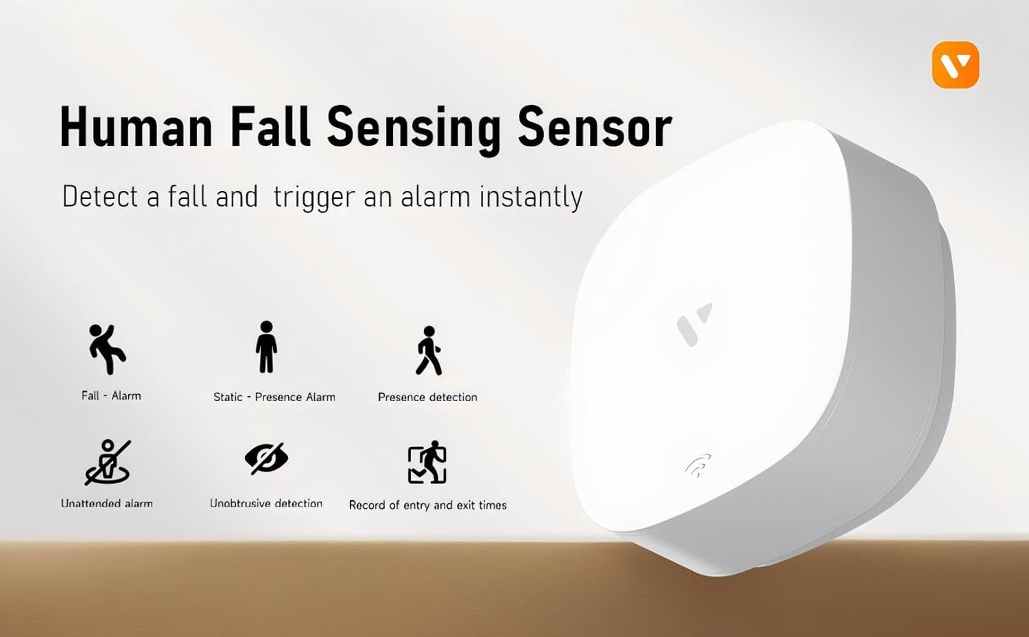 Human Presence Sensor Wifi Motion Detector Mmwave Radar Wired Smart Motion Sensor Support Alexa/Google Home 2.4 Ghz Wi-Fi Fall Detection for Seniors Privacy-Safe