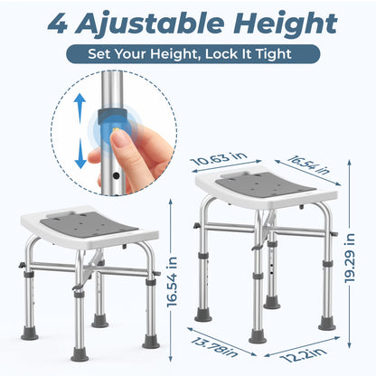 Shower Chair for Elderly, 500Lb Adjustable Height Bath Seat with Tool-Free Assembly, Anti-Slip FSA/HSA Eligible Shower Stool for Smaller Bathtub & Bathroom, Ideal for Seniors and Disabled Adult