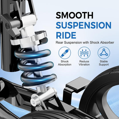 Steerable Knee Walker Deluxe Medical Scooter for Foot Injuries Compact Crutches, with Dual Rear On-Wheel Brake and Shock Absorption under the Knee Pad, Black