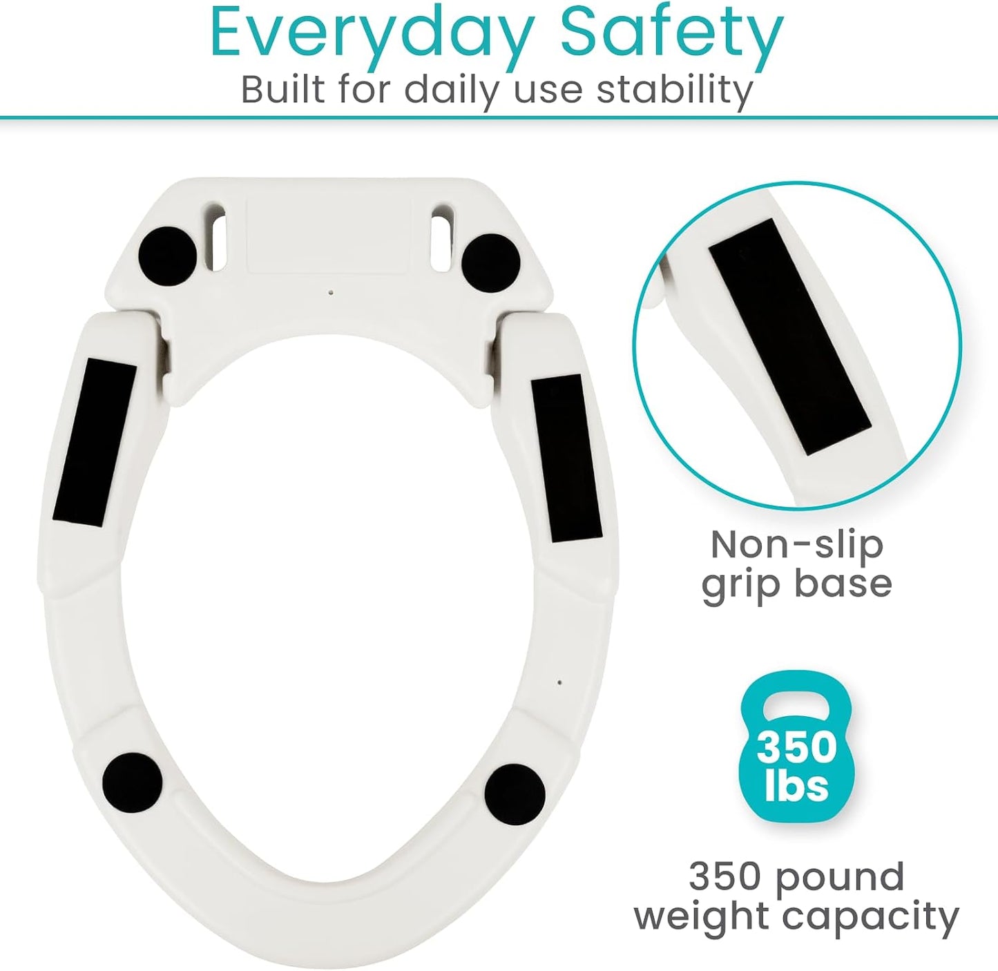 Raised Toilet Seat (Standard, Adds 3.5 Inches) - Elevated Toilet Seat Riser & Extender for Seniors & Handicap - High Rise Toilet Extension for Elderly - Portable Commode Toilet Booster for Adults
