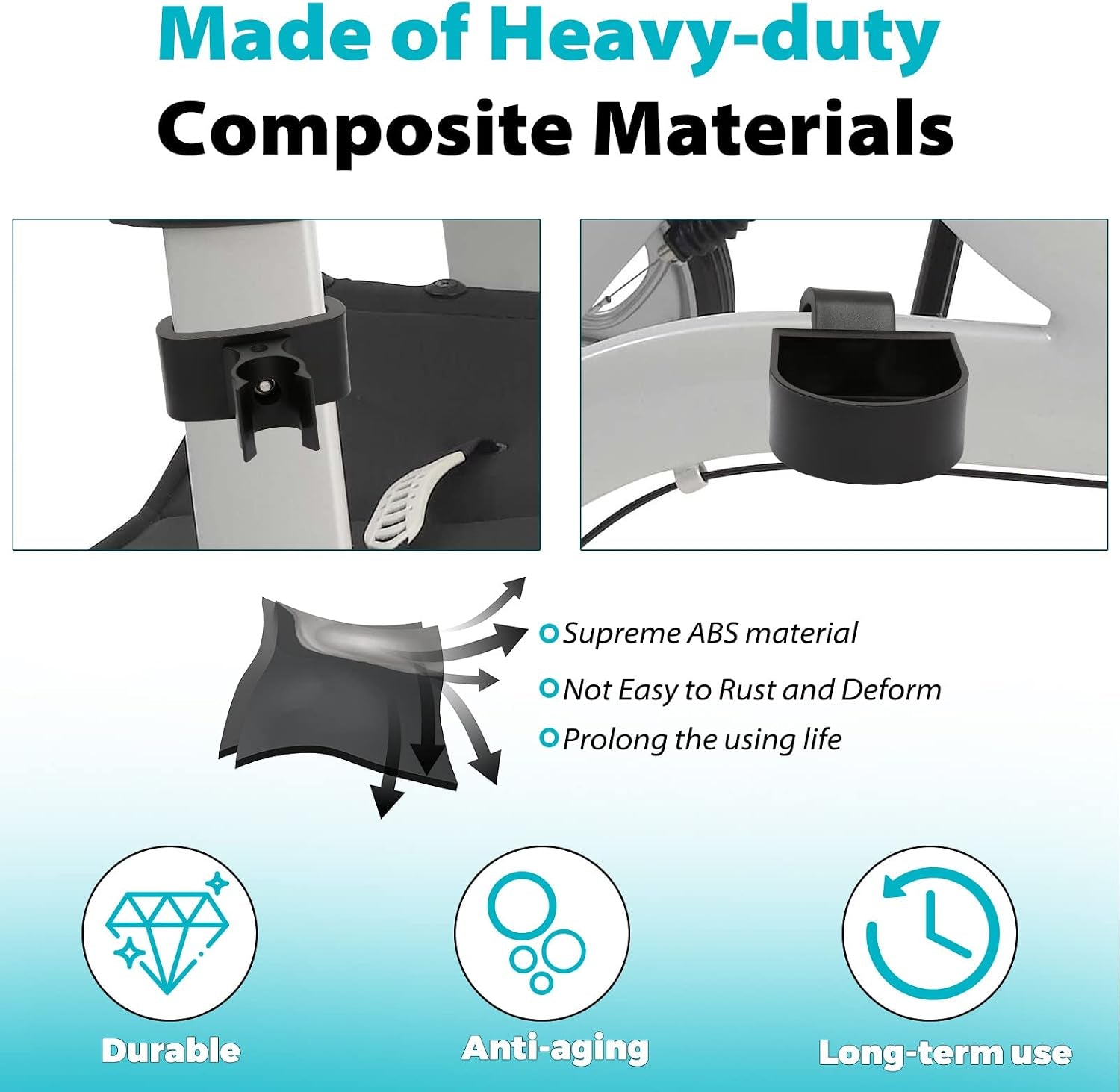 Cane Holder for Nitro Rollators with Flat Frame, Drive Walker Cane Holder, Adjustable Crutch Bracket for Wheelchairs, Rollators, Knee Scooters, Assistant Holder for Cane or Stick Users, Black
