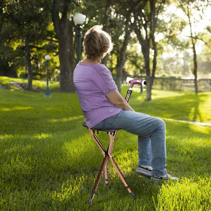 Lightweight Adjustable Folding Cane Seat Aluminum Alloy Crutch Chair with Light
