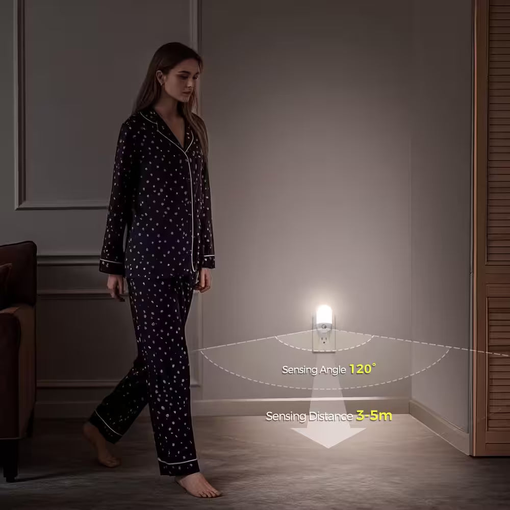 Motion Sensor Night Light Plug-In, 4-Pack, 5000K Daylight White, Adjustable Brightness for Bathroom, Bedroom, Hallway