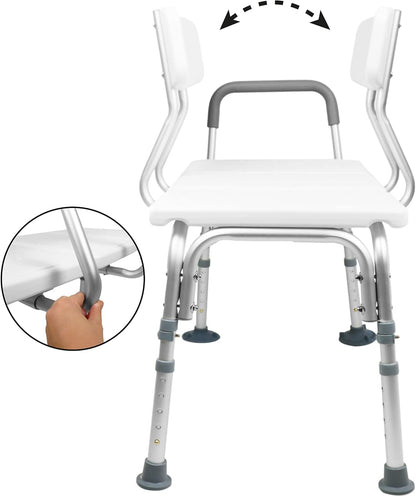 Tub Transfer Bench for Bathtub, Shower Chair with Backrest, Slip-Resistant Feet, Height Adjustable, White, Shower Bench Shower Seat for Elderly and Disabled