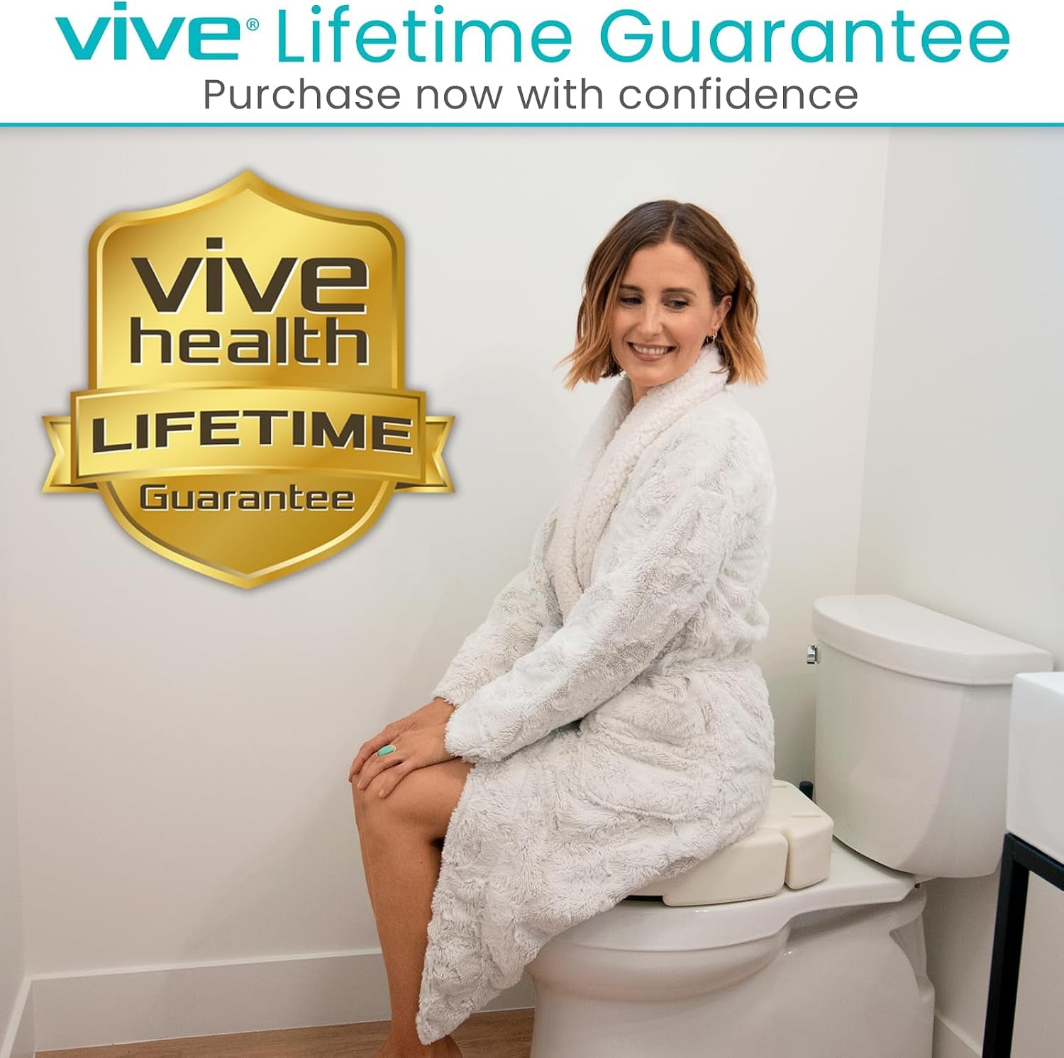 Raised Toilet Seat (Standard, Adds 3.5 Inches) - Elevated Toilet Seat Riser & Extender for Seniors & Handicap - High Rise Toilet Extension for Elderly - Portable Commode Toilet Booster for Adults