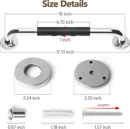 2 Pack Grab Bars for Showers 16 Inch anti Slip, Shower Grab Bars for Seniors, Handicap Grab Bars for Wall Bathroom, Safety Bath & Shower Handles for Elderly,