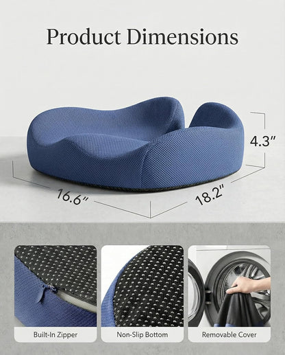 Ergonomic Gel-Enhanced Seat Cushion for Wheelchair, Car & Office