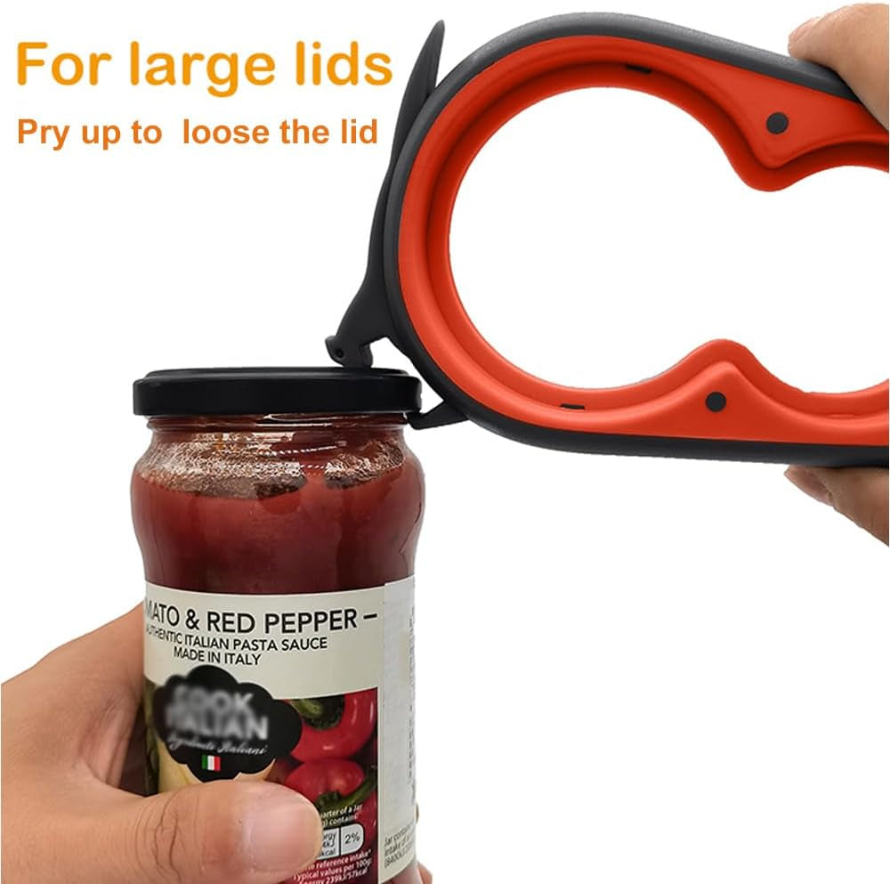 Jar Opener Bottle Opener and Can Opener for Weak Hands, Seniors with Arthritis and Anyone with Low Strength, Mutil Jar Opener Get Lids off Easily (Black and Red)