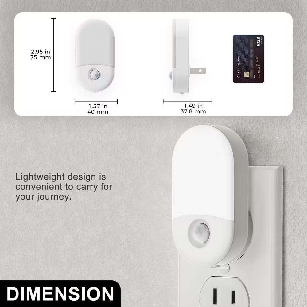 Motion Sensor Night Light Plug-In, 4-Pack, 5000K Daylight White, Adjustable Brightness for Bathroom, Bedroom, Hallway