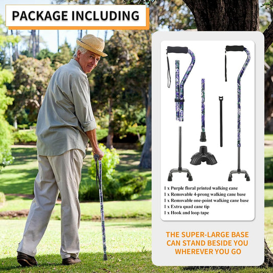 Floral Quad Cane - Violet