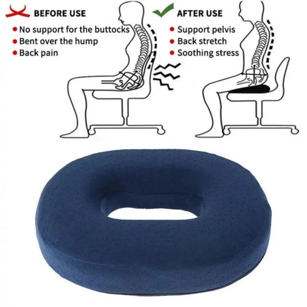 Memory Foam Seat Cushion - Donut Cushion for Haemorrhoid and Piles Sufferers, Suitable for Wheelchair, Car Seat, Office or Outdoor