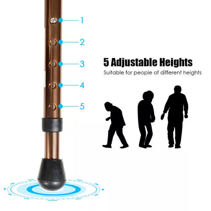 Lightweight Adjustable Folding Cane Seat Aluminum Alloy Crutch Chair with Light