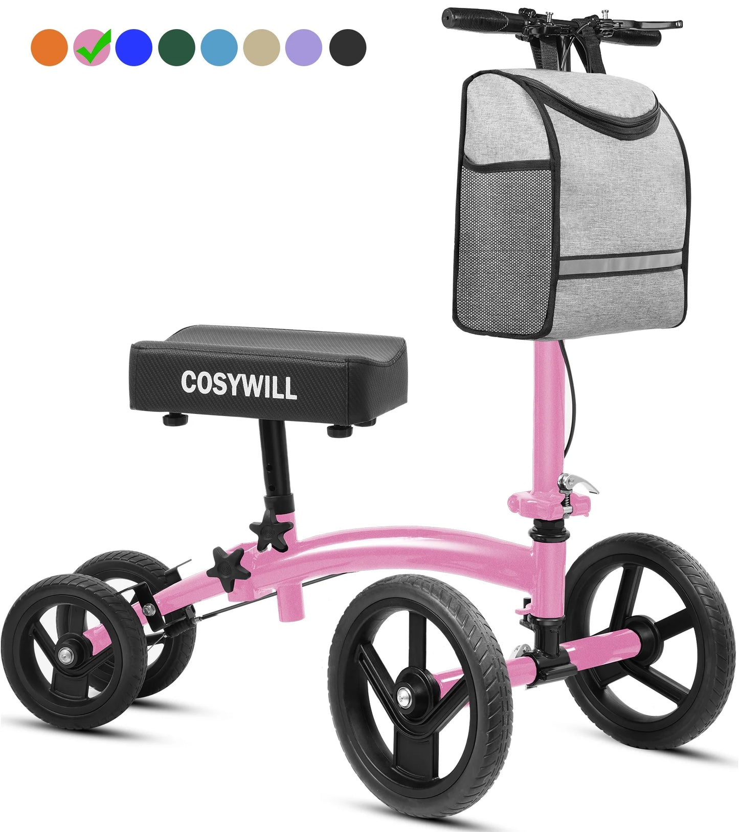 Steerable Knee Scooter,Economy Knee Walker,All Terrain Foldable Medical Scooter for Foot Injuries Crutches Alternative,Pink
