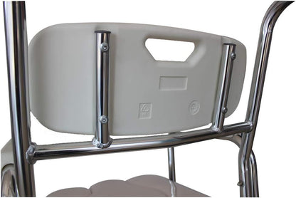Bedside Commode Chair, 4 in 1 Toilet Rolling Transport Chair with Arms & 4 Brakes, Shower Wheelchair for Adults, Senior, Elderly, Handicap, Disabled (White+ U Shape Cushion)