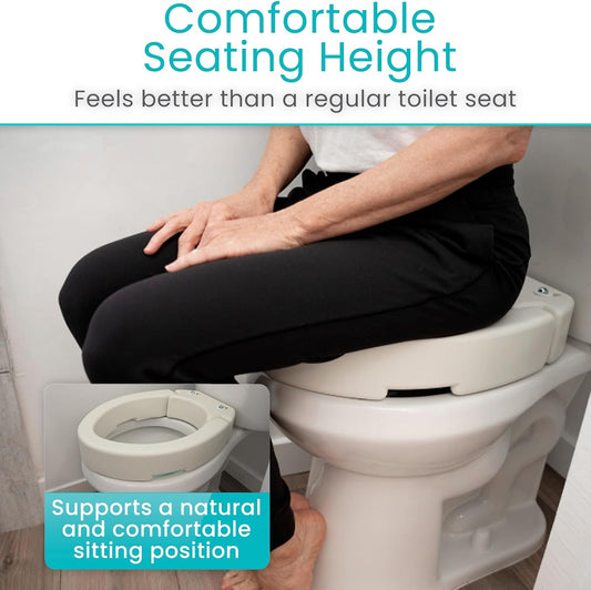 Raised Toilet Seat (Standard, Adds 3.5 Inches) - Elevated Toilet Seat Riser & Extender for Seniors & Handicap - High Rise Toilet Extension for Elderly - Portable Commode Toilet Booster for Adults