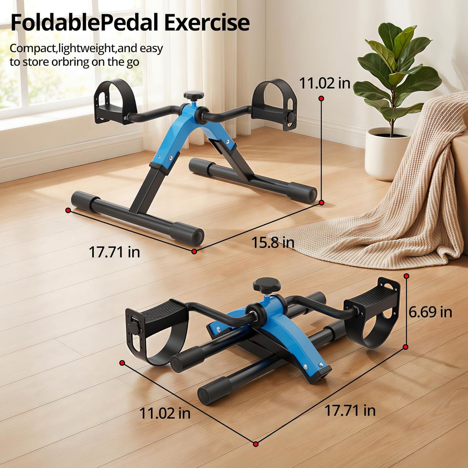 Folding Pedal Exerciser for Arms & Legs, Under-Desk or Chairside