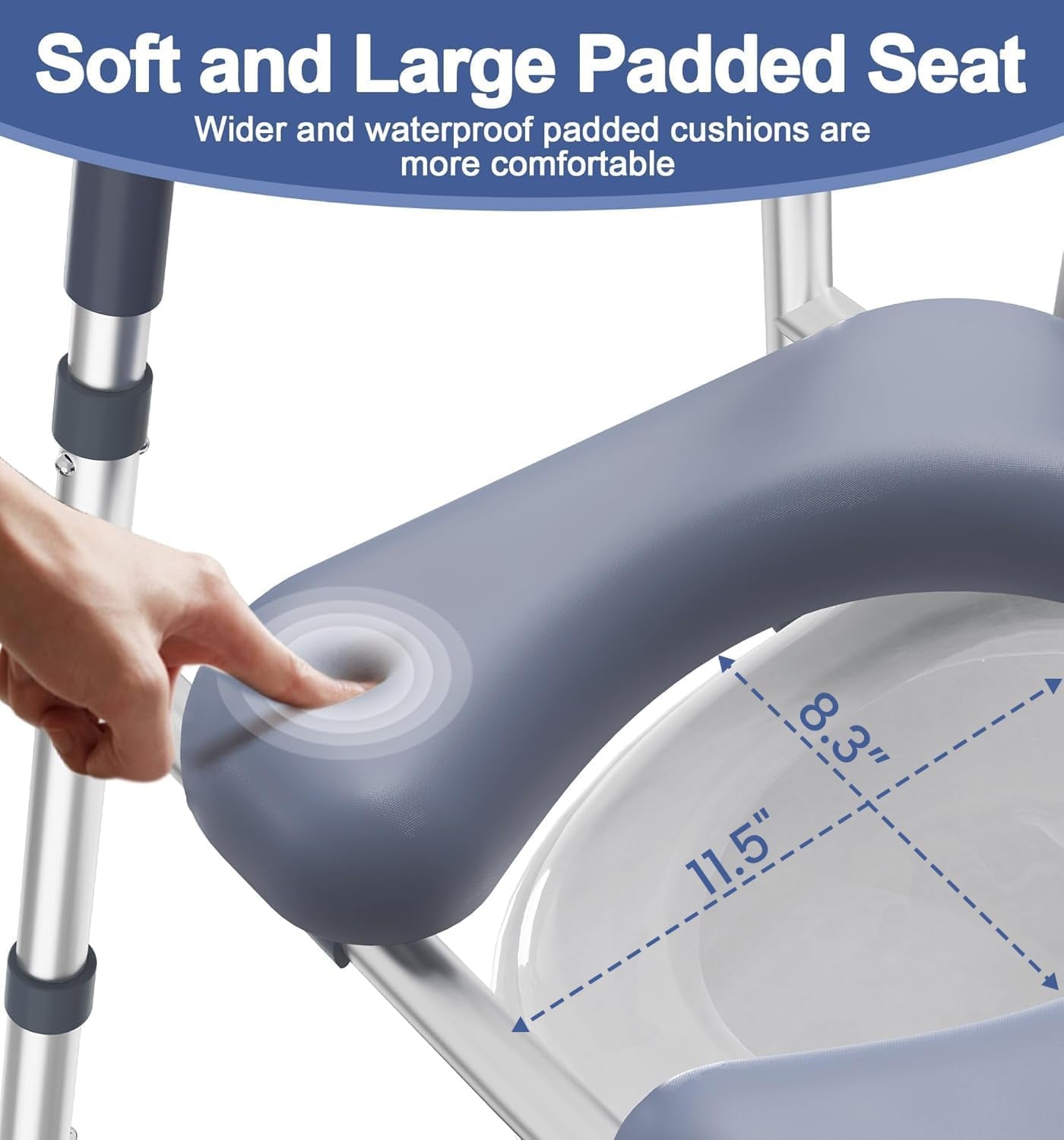 Toilet Seat Risers for Seniors, Raised Toilet Seat with Handles | Elevated Toilet Seat with Padded Seat, Adjustable Heigth & Width, Suitable for Elderly, Handicap, Fit Most Toilet, Blue