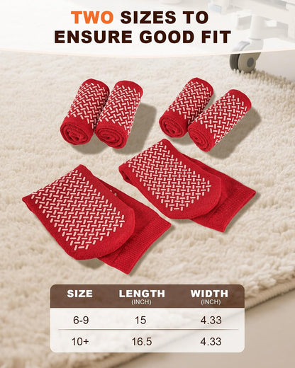 Non-Slip Grip Socks, 3 Pairs, Double-Sided Grippy Slipper-Style Traction Socks