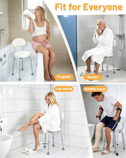 HSA/FSA Swivel Shower Chair for inside Shower, Upgraded Small Shower Chair with Back, Adjustable Shower Stool for inside Shower, Shower Chair for inside Tub Bath Stool for Senior/Pregnant